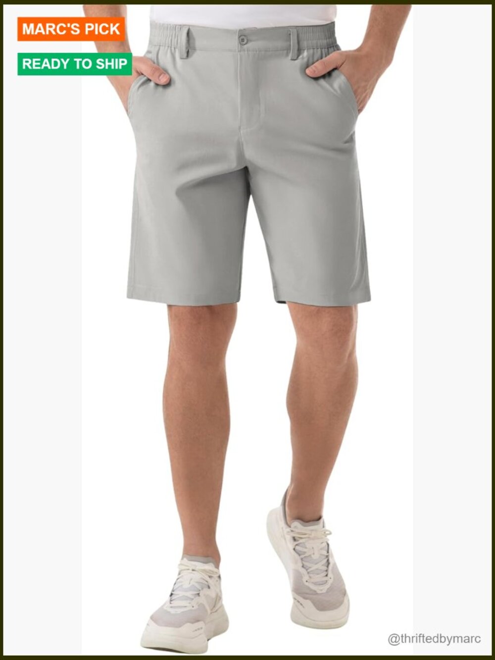 Men's 9 Inch Inseam Golf Shorts Quick Dry Stretch Flat Front Hybrid